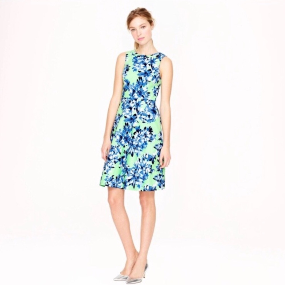 J Crew floral green/blue/white dress